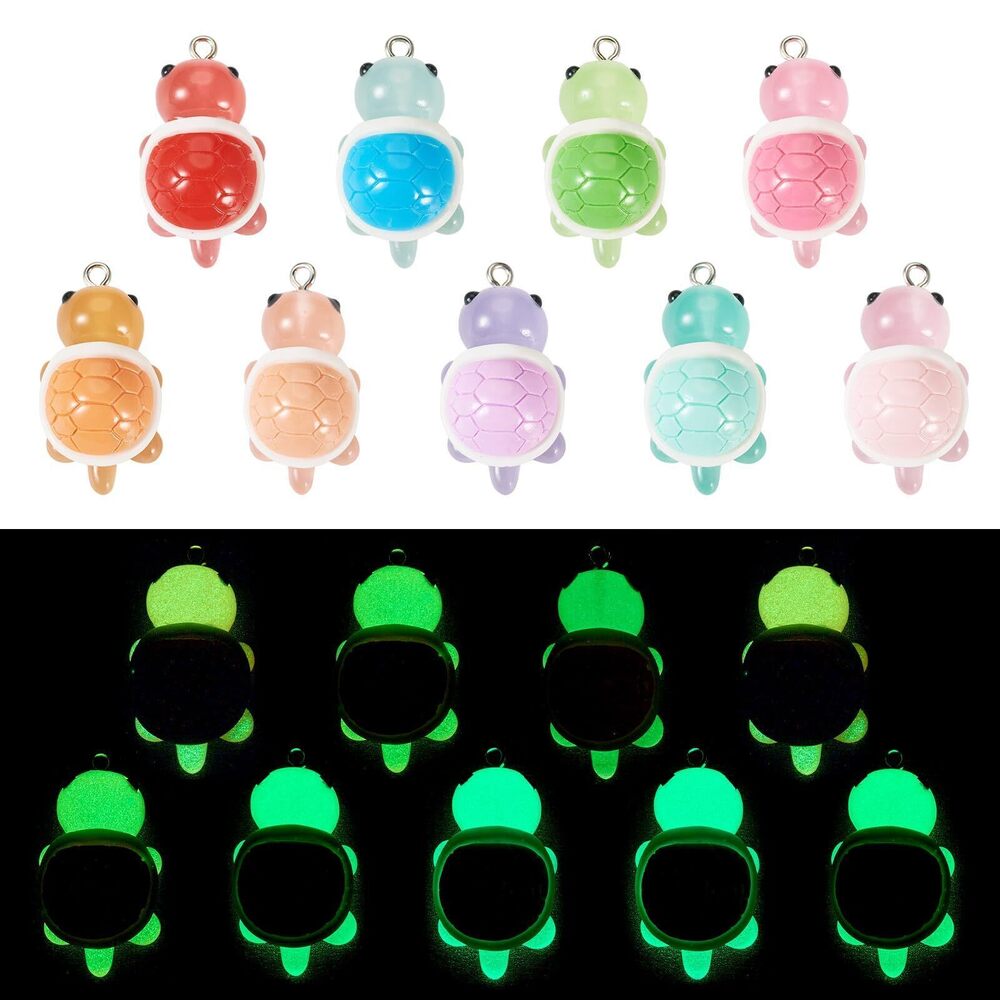 8622 18Pcs Mini Turtle Charms Glow in the Dark Turtle Charms Luminous